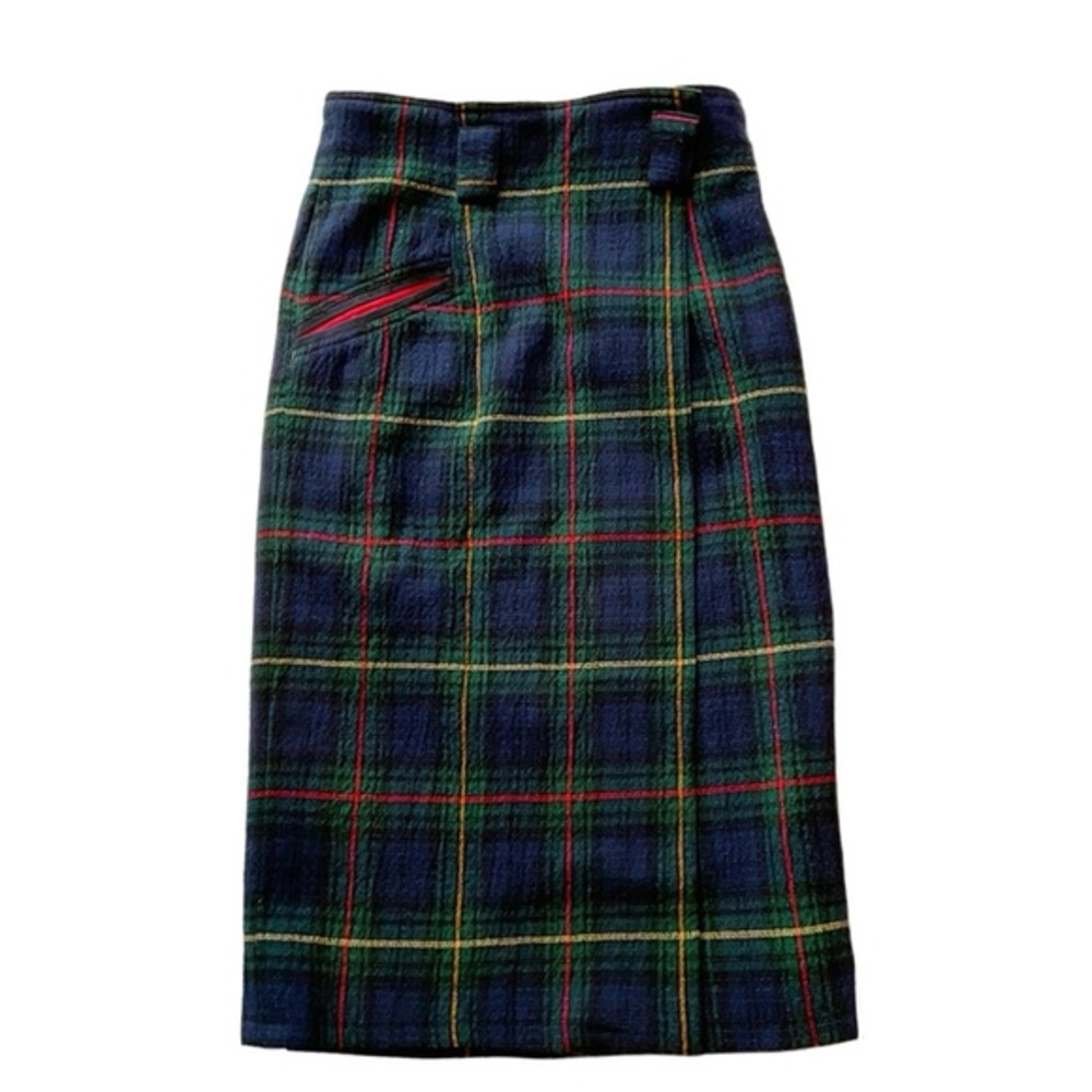 Vintage Tiggy Porter Plaid Wrap Midi Skirt Sz 4 Dark Academia Schoolgirl